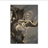 TPFLiving Luxus Poster Leinwand - Abstrakte Strukturen in Gold, Schwarz und Grau - 14 verschiedene Größen - OHNE Rahmen - Modell B